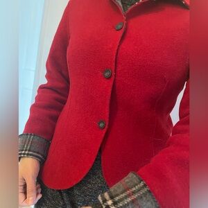 Women's Red Wool Jacket - vintage - reversible